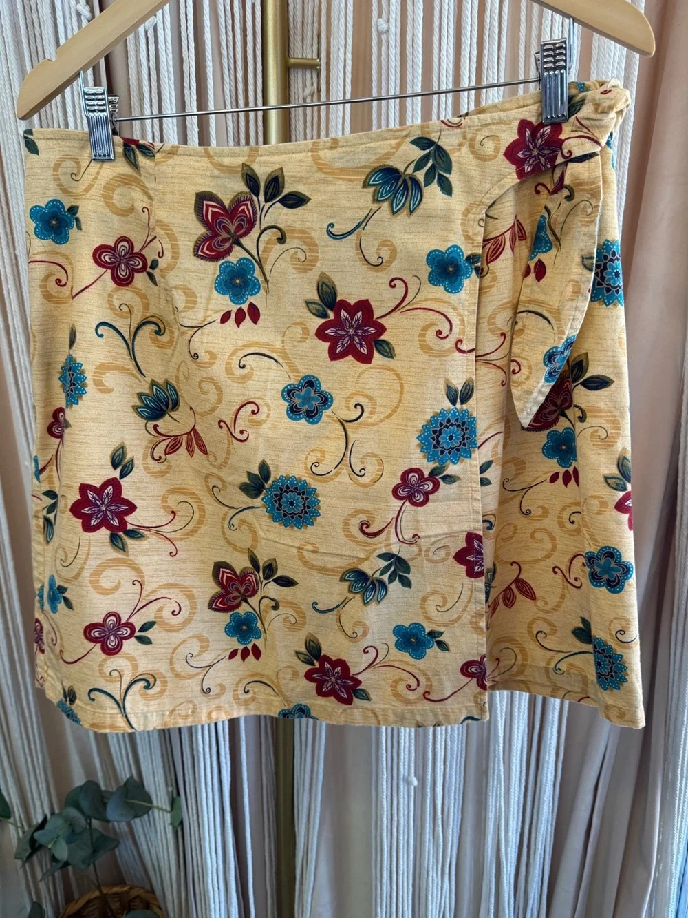Vintage 90s Cottagecore Floral Wrap with zipper Skirt Boho Paisley multicolor